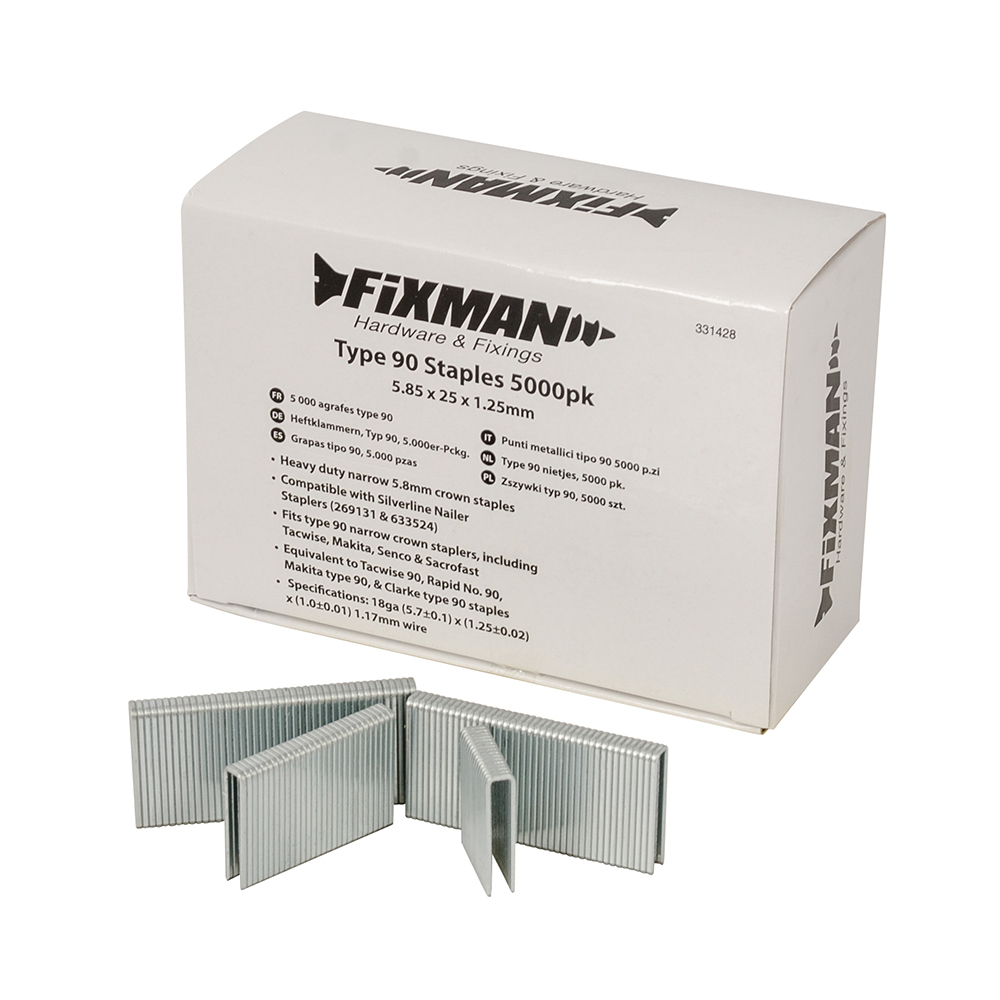 Type 90 Staples 5000pk - 5.80 x 25 x 1.25mm
