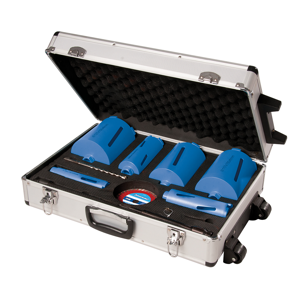 Diamond Core Drill Kit 6-Core 12pce - 38, 52, 65, 107, 117 & 127mm Dia