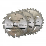 TCT Circular Saw Blades 16, 24, 30T 3pk - 160 x 30 - 20, 16, 10mm Rings