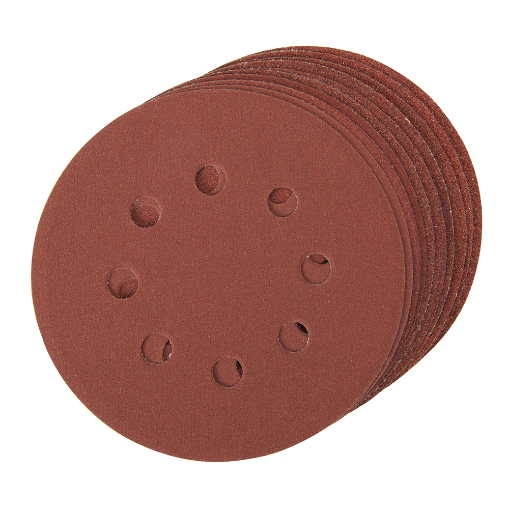 Hook & Loop Discs Punched 125mm 10pce - 125mm 4 x 60, 2 x 80, 120, 240G