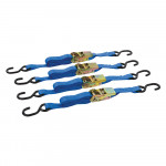 Ratchet Tie Down Strap S-Hook 4pce - 4m x 25mm - Rated 350kg Capacity 700kg