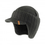 Peaked Knitted Hat - Graphite