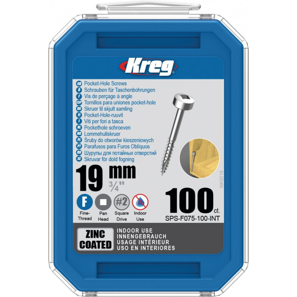 Kreg Zinc 19mm Pocket-Hole Screws Pan Head Fine - No.6 x 3/4" 100pk